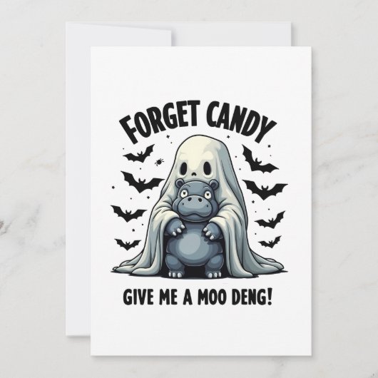 Vergessen Sie Candy geben Sie mir Moo Deng Hallowe Save The Date (Vorderseite)