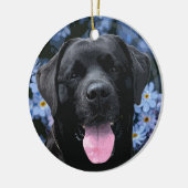 Vergessen Sie den Knoten - Schwarzes Labrador Keramik Ornament (Links)