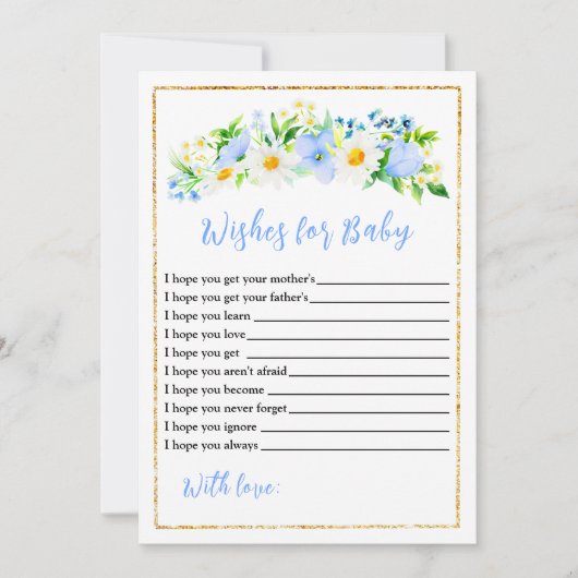 Vergessen Sie die Blumen-Babydusche Wünsche für Ba Einladung (Vorderseite)