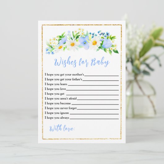 Vergessen Sie die Blumen-Babydusche Wünsche für Ba Einladung (Stehend Vorderseite)