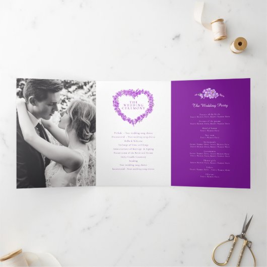 Vergessen Sie die lila Herzkranzkunst Dreifach-gefaltete Programmkarte (Innenseite)