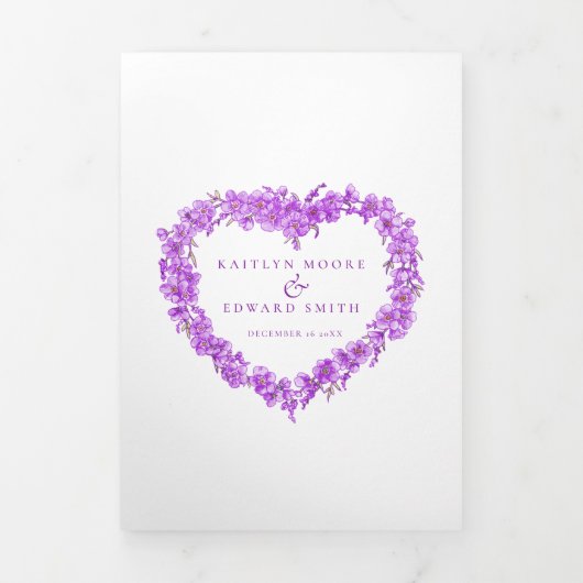 Vergessen Sie die lila Herzkranzkunst Dreifach-gefaltete Programmkarte (Cover)