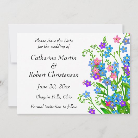 Vergessen Sie Me Nots Garden Save the Date Einladu (Rückseite)