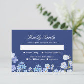 Vergessen Sie Me Nots Royal Blue Floral Wedding RS RSVP Karte (Stehend Vorderseite)