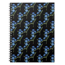 Vergessen Sie mich nicht Blume Notebook Black Patt Notizblock