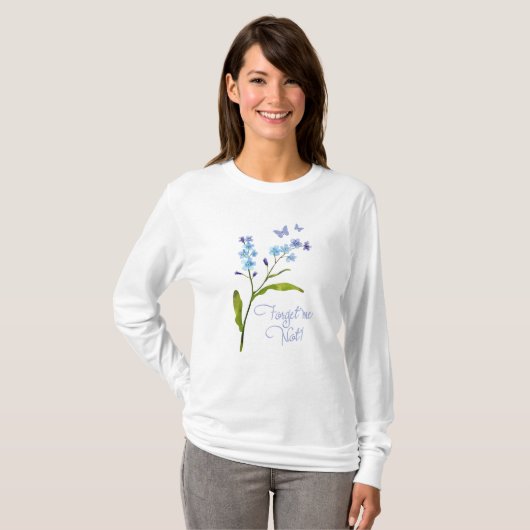 VERGESSEN SIE MICH NICHT BLUMEN - LANGE HÜLSE T-Shirt (Vorne ganz)