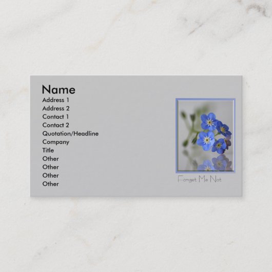 Vergessen Sie mich nicht Visitenkarte (Vorderseite)