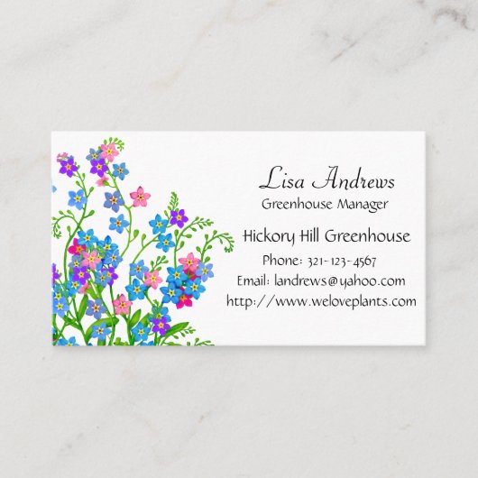 Vergessen Sie mich nicht Visitenkarte (Vorderseite)