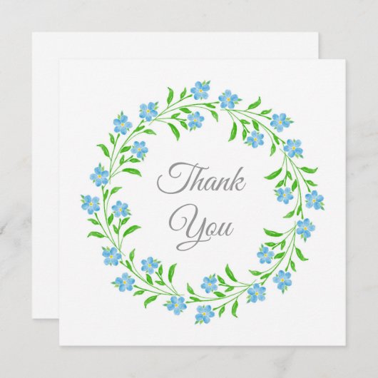 Vergessen Sie Mich Nots Wasserfarbenblumenschrei Dankeskarte (Vorne/Hinten)