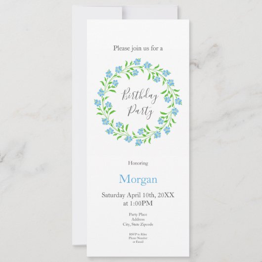 Vergessen Sie Mich Nots Wasserfarbenblumenschrei Einladung (Vorderseite)