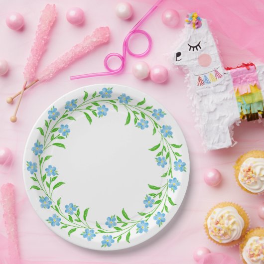 Vergessen Sie Mich Nots Wasserfarbenblumenschrei Pappteller (Party)