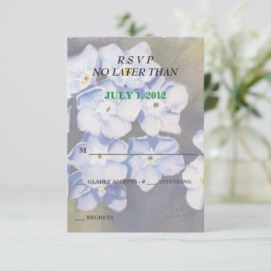 VERGESSEN SIE MIR KEINE BLUME KUNDENBARE RSVP-KART RSVP KARTE (Stehend Vorderseite)