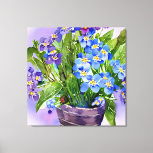 Vergessen Sie mir nicht blaue Florfarbe Leinwanddruck