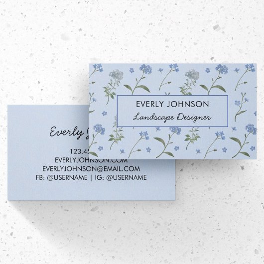 Vergessen Sie mir nicht blaue Florfarbe Visitenkarte