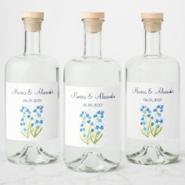 Vergessen Sie mir nicht Blue Floral Spring Wedding Alkoholflaschenetikett