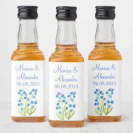 Vergessen Sie mir nicht Blue Floral Spring Wedding Alkoholflaschenetikett