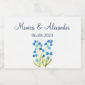 Vergessen Sie mir nicht Blue Floral Spring Wedding Schaumweinetikett (Einzelnes Label)