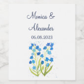 Vergessen Sie mir nicht Blue Floral Spring Wedding Weinetikett (Einzelnes Label)