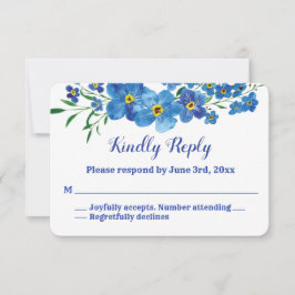 Vergessen Sie mir nicht Blue Floral Watercolor Wed RSVP Karte