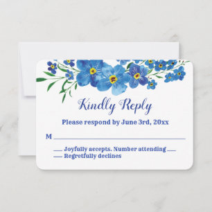 Vergessen Sie mir nicht Blue Floral Watercolor Wed RSVP Karte