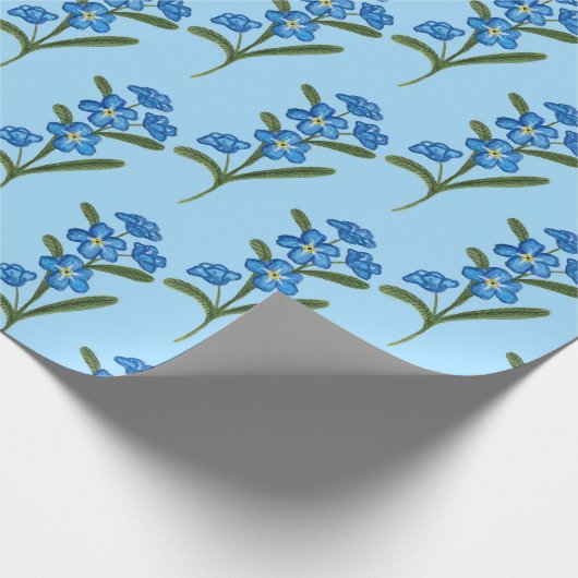 Vergessen Sie mir nicht, Blume Papier blaues Muste Geschenkpapier (Ecke)
