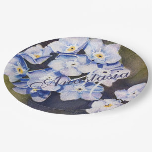 VERGESSEN SIE MIR NICHT BLUME PARTY MONOGRAMM PAPPTELLER