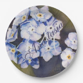 VERGESSEN SIE MIR NICHT BLUME PARTY MONOGRAMM PAPPTELLER (Vorderseite)