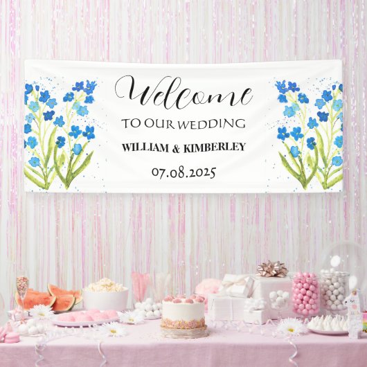 Vergessen Sie mir nicht Blumen Rustikale Hochzeit Banner (Party)