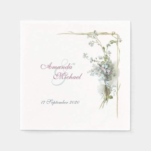 Vergessen Sie mir nicht das Hochzeitsdesign Serviette (Vorderseite)