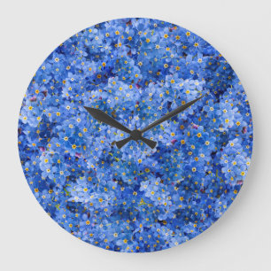 Vergessen Sie mir nicht das Muster der Blume Große Wanduhr