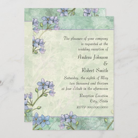 Vergessen Sie mir nicht den blauen Frühling Hochze Einladung (Vorne/Hinten)