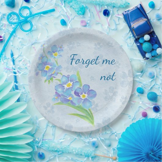 Vergessen Sie mir nicht die Blume des Wasserfarben Pappteller (Party)