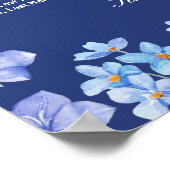 Vergessen Sie mir Nots Blue Floral Wedding Chart Poster (Ecke)
