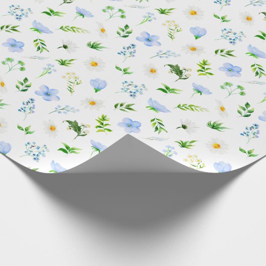 Vergessen Sie mir Nots und Daisis mit Foliage Must Geschenkpapier (Ecke)