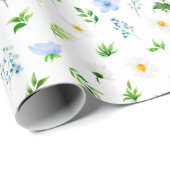 Vergessen Sie mir Nots und Daisis mit Foliage Must Geschenkpapier (Rolleneckpunkt)