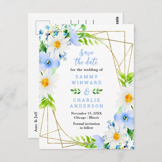 Vergessen Sie mir Nots und Daisises Wedding speich Postkarte (Vorne/Hinten)