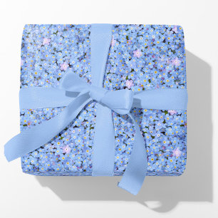 Vergessen Sie nicht Blue Floral Fotografy Geschenkpapier