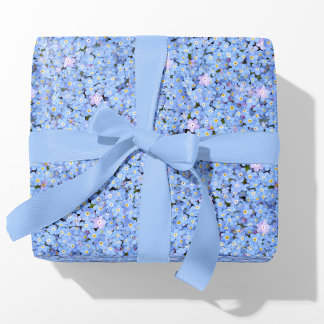 Vergessen Sie nicht Blue Floral Fotografy Geschenkpapier