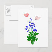 Vergessen Sie nicht Blume blau, Kleeblatt, Schmett Postkarte (Vorne/Hinten)