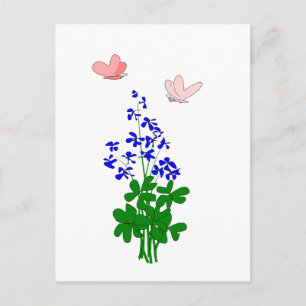 Vergessen Sie nicht Blume blau, Kleeblatt, Schmett Postkarte