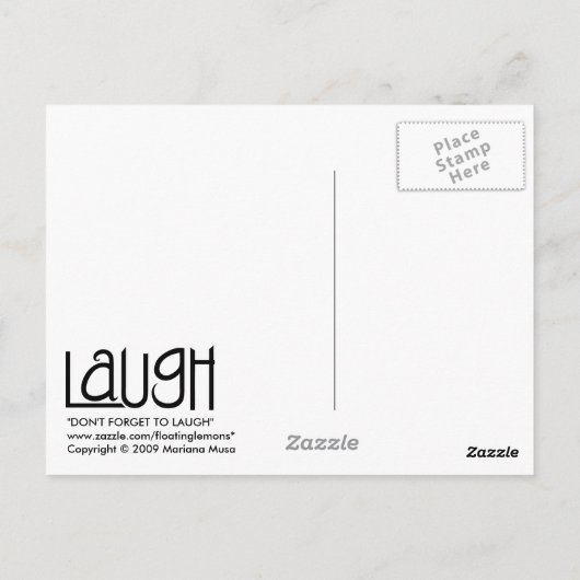 Vergessen Sie nicht, die weiße Postkarte zu lachen (Rückseite)