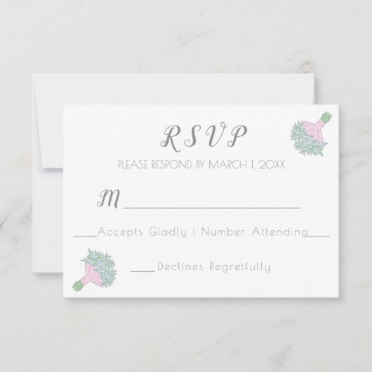 Vergessen Sie nicht-Doodle-Stil Wedding Bouquet RSVP Karte (Vorderseite)