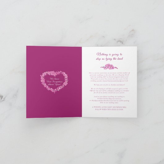 Vergessen Sie nicht-herzrosa, weiße Hochzeit live Ankündigung (Innenseite)