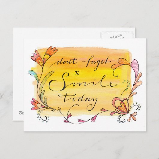 Vergessen Sie nicht, heute zu lächeln - handgezeic Postkarte (Vorne/Hinten)