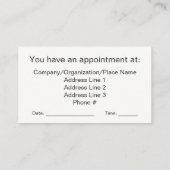 VERGESSEN SIE NICHT IHRE VERABREDUNG! TERMINKARTE (Rückseite)