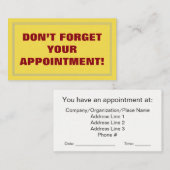 VERGESSEN SIE NICHT IHRE VERABREDUNG! TERMINKARTE (Vorne/Hinten)