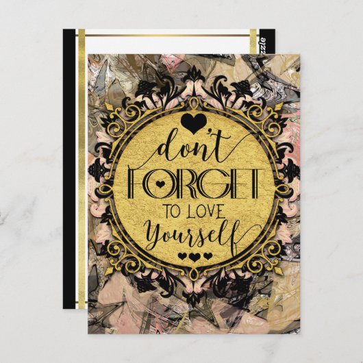 Vergessen Sie nicht, sich selbst in der Liebe zu v Postkarte (Vorne/Hinten)