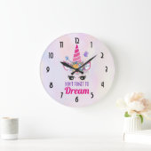 Vergessen Sie nicht zu träumen Niedlich rosa Einho Große Wanduhr (Zuhause)