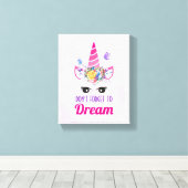 Vergessen Sie nicht zu träumen Niedlich rosa Einho Leinwanddruck (Insitu (Holzboden))