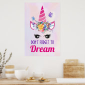 Vergessen Sie nicht zu träumen Niedlich rosa Einho Poster (Küche)
